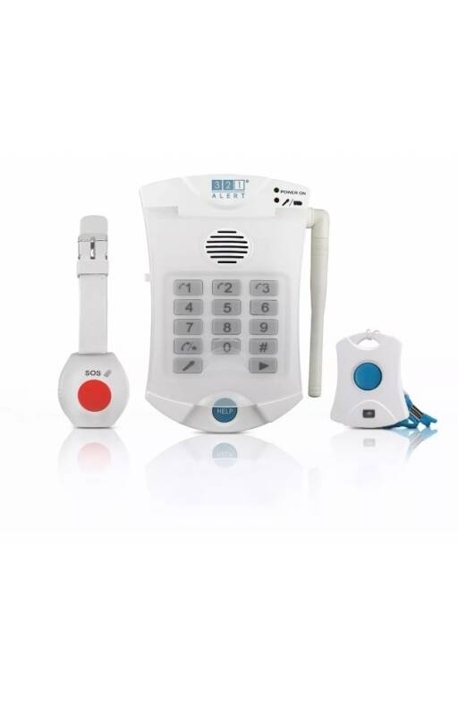 Marcador telefónico con 2 botones de pánico – sin Cuotas Mensuales sistema de alerta médica