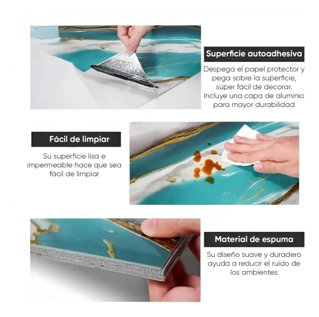 Placa Revestimiento Adhesivo Simil Marmol Pared 60x60 Ql